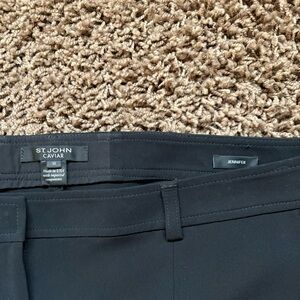 St John Caviar black Jennifer ankle split pants, 10